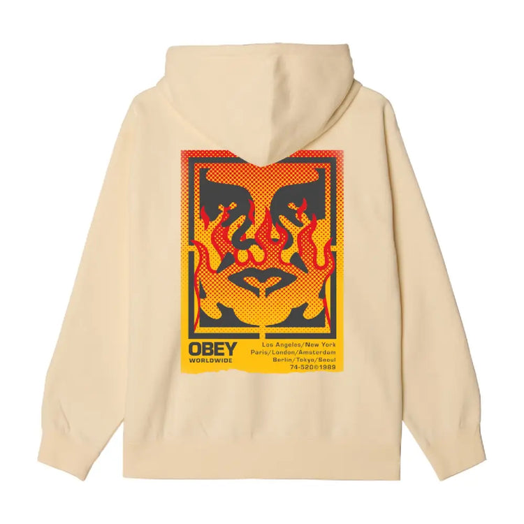 OBEY Icon Stencil Flame Fleece Hoodie Unbleached 22MC0001313-UBL