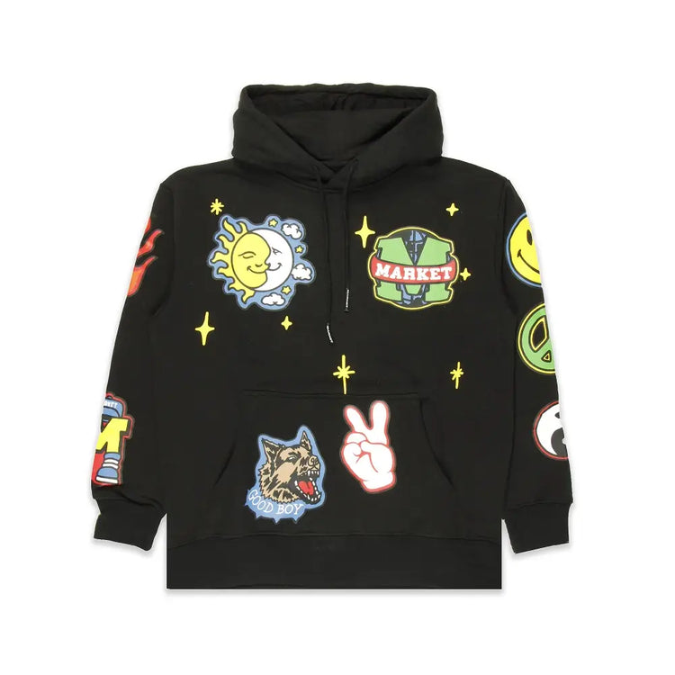 CHINATOWN MARKET Smiley Start Within Stars Hoodie 397000330-BLK