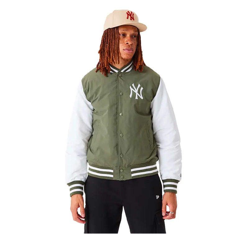 NEW ERA New York Yankees Mlb Team Logo Medium Green Bomber Jacket 60332162