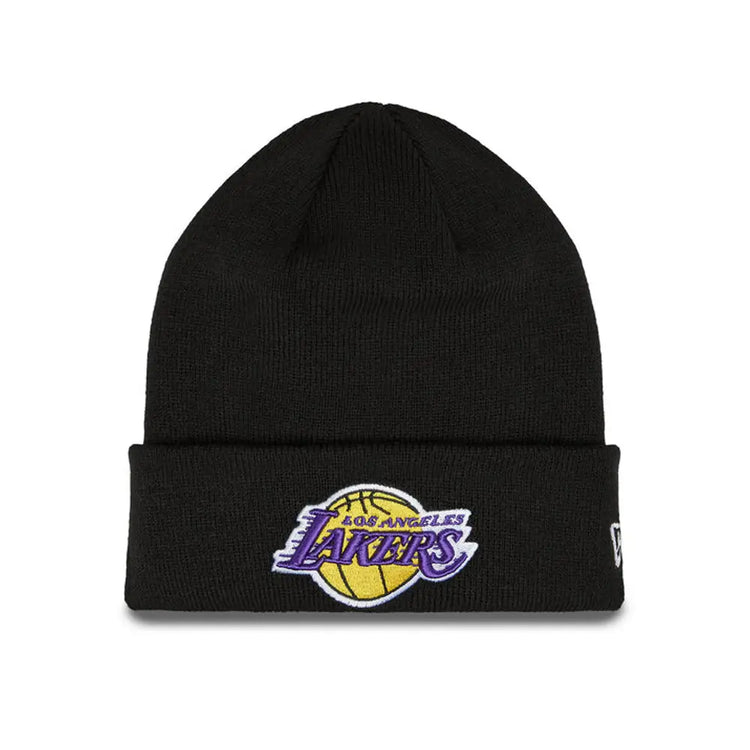 NEW ERA NBA LA Lakers Essential Black Cuff Knit Beanie Hat 60348856