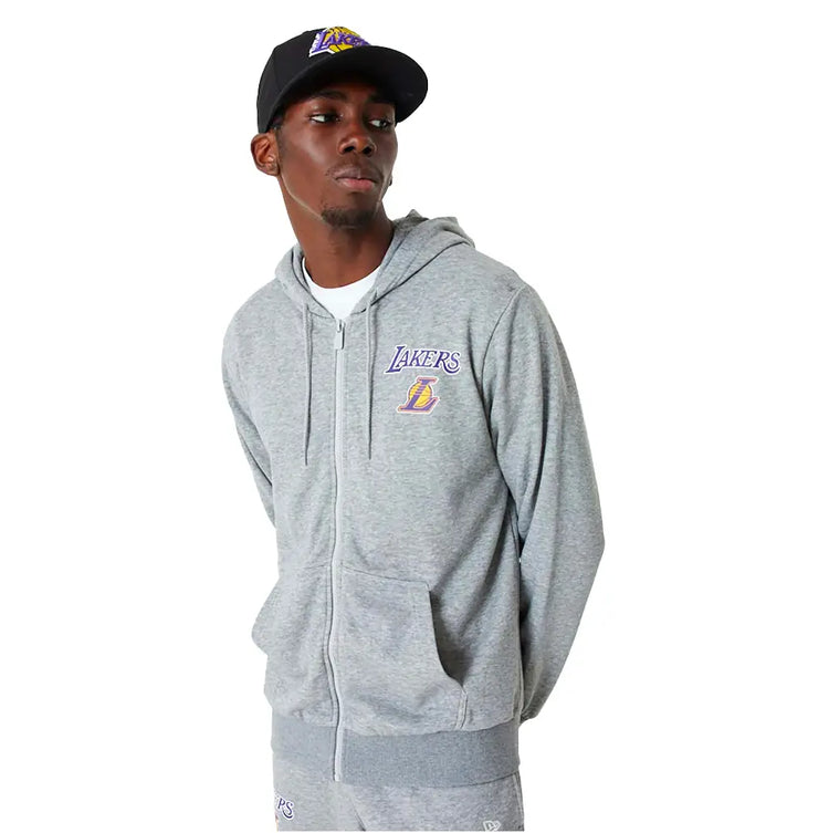 NEW ERA La Lakers Nba Essentials Medium Grey Full Zip Hoodie 60348865