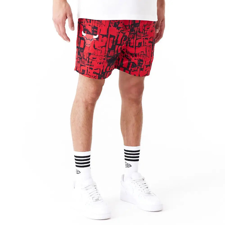 NEW ERA Chicago Bulls Nba All Over Print Red Shorts 60502595