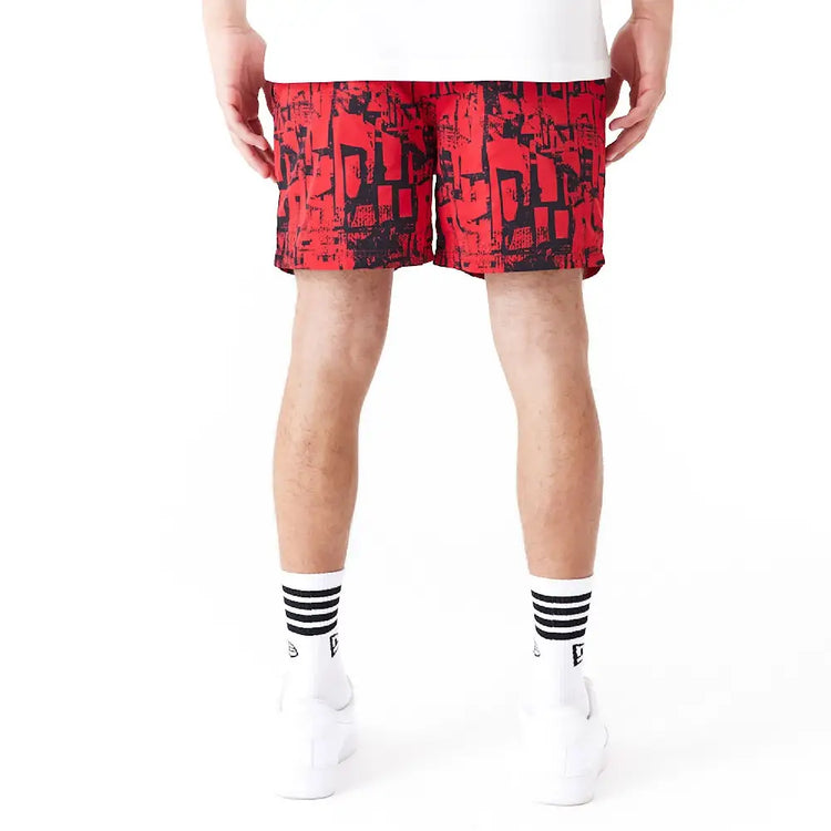 NEW ERA Chicago Bulls Nba All Over Print Red Shorts 60502595