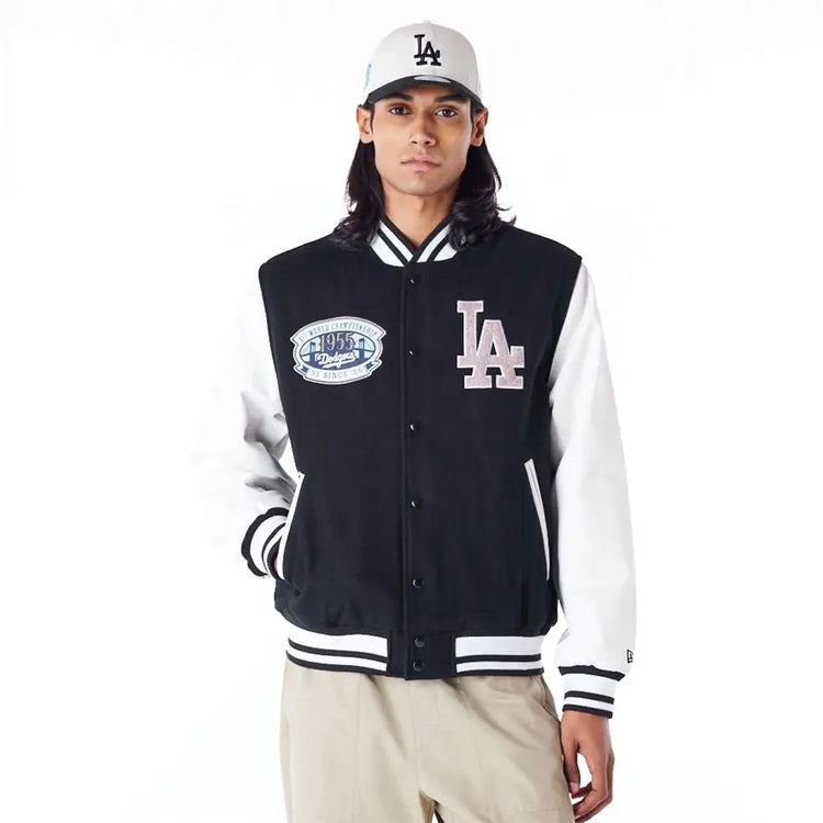 NEW ERA La Dodgers Mlb Patch Black Varsity Jacket 60564876