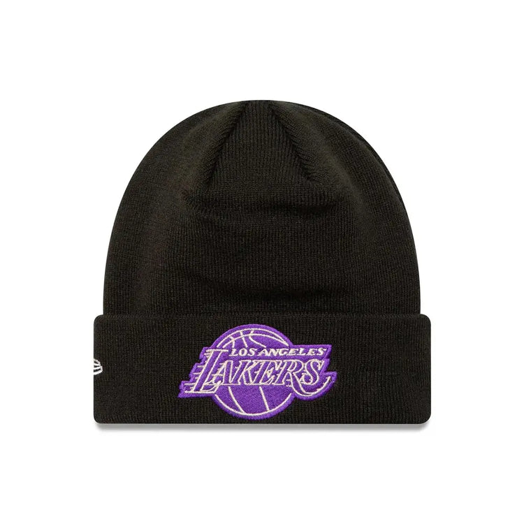 NEW ERA LA Lakers NBA Metallic Black Cuff Knit Beanie Hat 60580875