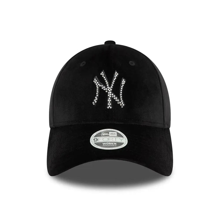 NEW ERA New York Yankees Womens Velour Diamante Black 9FORTY Adjustable Cap 60580876