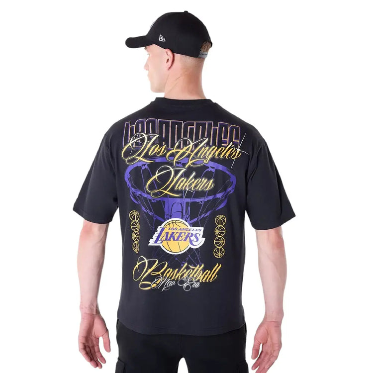 NEW ERA NBA Font Graphic LA Lakers T-Shirt Black 60596427